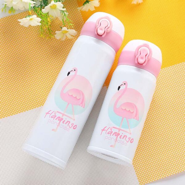 350ML 500ML Thermocup Bouncing Cover Bottle Vacuum flask Flamingo Pattern Thermal Mug Travel Thermos Cup Stainless Steel